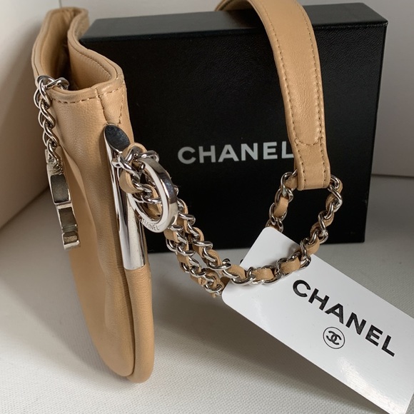 CHANEL Cognac 🤎Quilted Top Handle Bag Beige Tan Coachella Leather Silver CC Logo - Picture 6 of 16